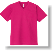 4.4ozドライVネックTシャツ:ホットピンク